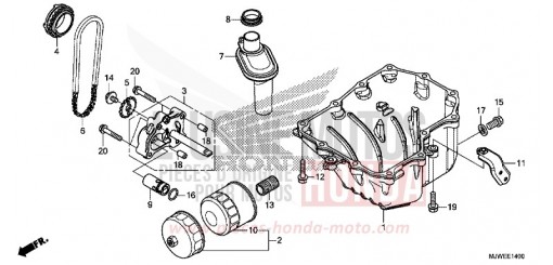 CARTER D'HUILE/POMPE A HUILE CBR500RAG de 2016